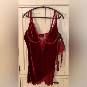 Fashion Nova Burgundy Velvet Chemise